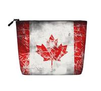 JaoXer Drapeau de l'Estonie Faux Chanvre Trousse de Maquillage Imprimé - Organisateur de Toilette de Voyage Trousse Cosmétique Réutilisable, Un Pack pour Usages Multiples, Drapeau rétro du Canada, One