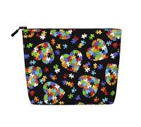 JaoXer Drapeau du Commonwealth de la Dominique Imprimé Faux Chanvre Trousse de Maquillage - Organisateur de Toilette Voyage Trousse Cosmétique Réutilisable, Un Pack pour Usages Multiples, Puzzle de