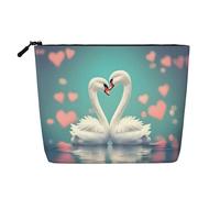 JaoXer Drapeau du Zimbabwe - Trousse de maquillage en chanvre - Organiseur de toilette de voyage réutilisable - Un paquet pour de multiples utilisations, Le cygne amoureux, One Size