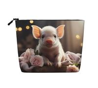 JaoXer Eerie Trousse de Toilette de Voyage Imprimé Éléphant Faux Chanvre Trousse de Toilette Organisateur Réutilisable Cosmétique Pochette pour Usage Multiples, Joli jeune cochon, One Size