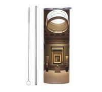 JaoXer Ensemble de 2 tasses en acier inoxydable avec couvercle - Bouteille d'eau isotherme de 591 ml avec motif imprimé trésors, parfaite pour le sport, le bureau et la maison