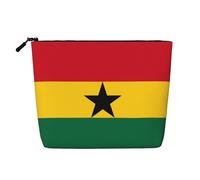 JaoXer Faux sac de maquillage en chanvre imprimé drapeau américain - Organiseur de toilette de voyage, pochette cosmétique réutilisable, un paquet pour usages multiples, Drapeau du Ghana, Taille