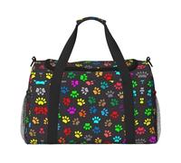 JaoXer Grand sac de voyage isotherme noir avec empreintes de pattes de chien, idéal pour le camping, l'épicerie, le sport, la gym et les aventures en plein air