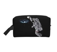 JaoXer Grande trousse de maquillage de voyage - Kit Dopp réutilisable avec impression de basket-ball spatial pour articles de toilette, organiseur portable pour homme et femme, blanc, taille unique