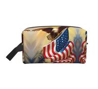 JaoXer Grande trousse de maquillage de voyage - Réutilisable - Drapeau américain américain - Aigle - Kit d'impression artistique pour articles de toilette - Organiseur portable pour homme et femme