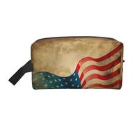 JaoXer Grande trousse de maquillage de voyage - Réutilisable - Drapeau américain vintage du 4 juillet - Kit Dopp pour articles de toilette - Organiseur portable pour homme et femme - Blanc - Taille