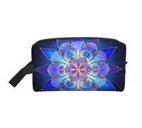 JaoXer Grande trousse de maquillage de voyage - Trousse rectangulaire réutilisable à imprimé mandala pour articles de toilette, organisateur portable pour homme et femme, blanc, taille unique