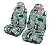 JaoXer Housses de siège avant universelles Border Collie Florals - Protection pour voiture, SUV, berline, camion - Intérieur amovible et respirant