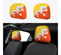 JaoXer Lot de 2 housses d'appui-tête de voiture universelles avec drapeau du Royaume du Bhoutan - Doux, élastique et tendance - Protection pour camionnettes, SUV, camions