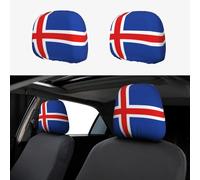JaoXer Lot de 2 housses d'appui-tête de voiture universelles imprimées drapeau de l'Islande - Doux, élastique et tendance pour camionnettes, SUV, camions