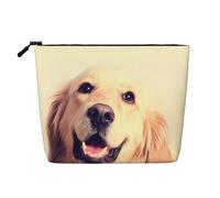 JaoXer Lovely Golden Dog Faux Trousse de maquillage en chanvre - Organiseur de toilette pour plusieurs utilisations quotidiennes, compagnon de voyage d'affaires, noir, taille unique