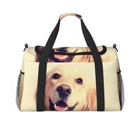 JaoXer Lovely Golden Dog Sac de voyage à main - Grand sac isotherme écologique, parfait pour le camping, les courses, le sport, la gym et les aventures en plein air, noir, taille unique