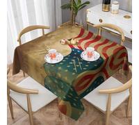 JaoXer Nappe carrée imprimée drapeau américain vintage du 4 juillet - Parfaite pour l'intérieur et l'extérieur, la table à manger, la table basse et les réunions de bureau