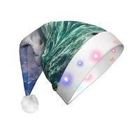 JaoXer Niagara Falls Chapeau de Noël à DEL pour adultes - Chapeau de fête du Nouvel An, vacances - Bonnet de Père Noël en peluche chaude et confortable