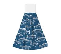 JaoXer Ocean Fishes Lingettes à suspendre en velours corail - Chiffons de nettoyage à séchage rapide pour cuisine, salle de bain, camping et plus encore