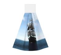 JaoXer Old Sailing Ship Lingettes à suspendre en velours corail - Chiffons de nettoyage à séchage rapide pour cuisine, salle de bain, camping et plus encore