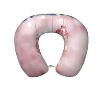 JaoXer Oreiller de voyage en mousse à mémoire de forme en forme de boule de Noël rose - Support de cou pour avion, voiture, bureau à domicile, regarder des films, travail, conduite, loisirs