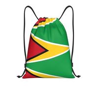JaoXer Sac à dos léger avec cordon de serrage - Motif drapeau de la Guyane - Pour le sport, le yoga, les voyages et la randonnée - Réglable, noir, Small