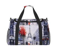 JaoXer Sac de voyage à main Motif Tour Eiffel Paris City Tree Art Grand sac isotherme Eco Bag Parfait pour le camping, l'épicerie, le sport, la gym et les aventures en plein air