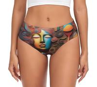 JaoXer Slip tendance pour femme - Doux et extensible - Imprimé artistique - Avec taille élastique - Contrôle du ventre, noir, 3X-Large