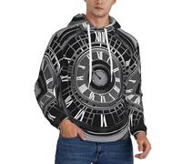 JaoXer Sweat à capuche en polaire pour homme - Sweat à capuche doux et chaud avec imprimé aTime Travel Full Print, streetwear tendance pour le printemps, l'automne, Noir/blanc, XL