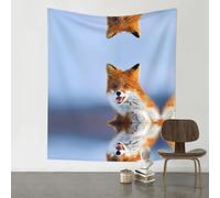 JaoXer Tapisserie imprimée petit renard 152,4 x 129,5 cm - Décoration de dortoir - Affiches d'art pour salon, chambre à coucher - Tenture murale minimaliste