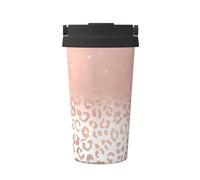 JaoXer Tasse à café isotherme à paillettes or rose - Tasse de voyage élégante avec poignée et base, parfaite pour les boissons chaudes et glacées