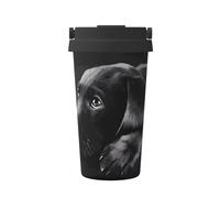 JaoXer Tasse à café isotherme avec couvercle à poignée élégante et base pour les boissons chaudes et glacées Motif chiot labrador noir