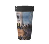 JaoXer Tasse à café isotherme avec motif chat et tigre réfléchissant - Tasse de voyage élégante avec poignée et base, parfaite pour les boissons chaudes et glacées