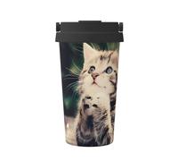 JaoXer Tasse à café isotherme en forme de chat - Tasse de voyage élégante avec poignée, parfaite pour les boissons chaudes et glacées