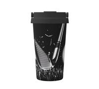 JaoXer Tasse à café isotherme en forme de golf noir et blanc - Tasse de voyage élégante avec poignée et base, parfaite pour les boissons chaudes et glacées