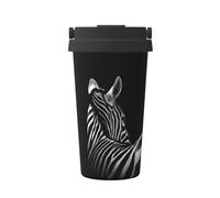 JaoXer Tasse à café isotherme motif zèbre noir et blanc - Tasse de voyage élégante avec poignée et base, parfaite pour les boissons chaudes et glacées