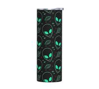 JaoXer Tasse en acier inoxydable avec couvercle sans accessoires - Bouteille d'eau isotherme de 591 ml avec imprimé extraterrestres, parfaite pour le sport, le bureau et la maison