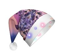 JaoXer The Old Hollywood Chapeau de Noël à LED pour adultes - Couvre-chef de fête du Nouvel An, bonnet de Père Noël en peluche chaude et confortable, bonnet Merry Beanie