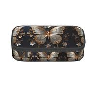 JaoXer Trousse à crayons avec imprimé drapeau de l'Allemagne - Organiseur multifonction, sac de papeterie portable pour l'école, le bureau et les voyages, Papillons blancs et dorés, Taille unique