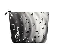 JaoXer Trousse de maquillage en chanvre avec imprimé notes de musique, organiseur de produits de toilette - Un lot pour plusieurs utilisations quotidiennes, compagnon de voyage d'affaires, noir