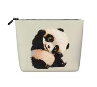 JaoXer Trousse de maquillage en chanvre mignon petit panda, organiseur de produits de toilette - Un paquet pour plusieurs utilisations quotidiennes, compagnon de voyage d'affaires, noir, taille unique