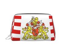JaoXer Trousse de maquillage en cuir doré - Drapeau du Sénat de Brême - Trousse de maquillage de voyage avec fermeture éclair, organiseur de toilette portable pour un usage quotidien, Argent, One Size