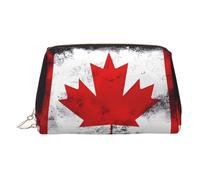JaoXer Trousse de maquillage en cuir doré - Imprimé drapeau canadien - Trousse de maquillage de voyage avec fermeture éclair - Organiseur de toilette portable pour un usage quotidien, Or, One Size