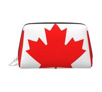 JaoXer Trousse de maquillage en cuir doré - Imprimé drapeau canadien - Trousse de maquillage de voyage avec fermeture éclair - Organiseur de toilette portable pour un usage quotidien, Argenté., Taille