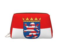 JaoXer Trousse de maquillage en cuir doré - Imprimé drapeau de Hesse - Trousse de maquillage de voyage avec fermeture éclair, organiseur de toilette portable pour un usage quotidien, doré, Taille