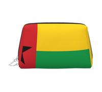 JaoXer Trousse de maquillage en cuir doré - Imprimé drapeau de la Guinée-Bissau - Trousse de toilette de voyage avec fermeture éclair - Organiseur de toilette portable pour un usage quotidien, Argenté