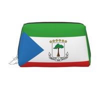 JaoXer Trousse de maquillage en cuir doré - Imprimé drapeau de la Guinée équatoriale - Trousse de maquillage de voyage avec fermeture éclair, organiseur de toilette portable pour un usage quotidien