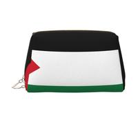 JaoXer Trousse de maquillage en cuir doré - Imprimé drapeau de l'État de Palestine - Trousse de toilette de voyage avec fermeture éclair - Organiseur de toilette portable pour un usage quotidien, doré