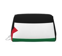 JaoXer Trousse de maquillage en cuir doré - Imprimé drapeau de l'État de Palestine - Trousse de toilette de voyage avec fermeture éclair - Organiseur de toilette portable pour un usage quotidien
