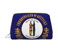 JaoXer Trousse de maquillage en cuir doré - Imprimé drapeau de l'État du Kentucky - Trousse de maquillage de voyage avec fermeture éclair - Organiseur de toilette portable pour un usage quotidien