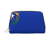 JaoXer Trousse de maquillage en cuir doré - Imprimé drapeau de l'État du Nevada avec fermeture éclair - Organiseur de toilette portable pour un usage quotidien, Argenté., Taille unique
