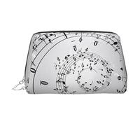 JaoXer Trousse de maquillage en cuir doré - Imprimé notes de musique - Trousse de maquillage de voyage avec fermeture éclair, organiseur de toilette portable pour un usage quotidien, Argent, One Size