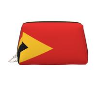 JaoXer Trousse de maquillage en cuir doré - République démocratique du Timor-Leste avec fermeture éclair, organiseur de toilette portable pour un usage quotidien, Or, One Size