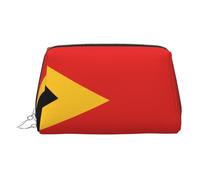 JaoXer Trousse de maquillage en cuir doré - République démocratique du Timor-Leste avec fermeture éclair, organiseur de toilette portable pour un usage quotidien, Argent, One Size